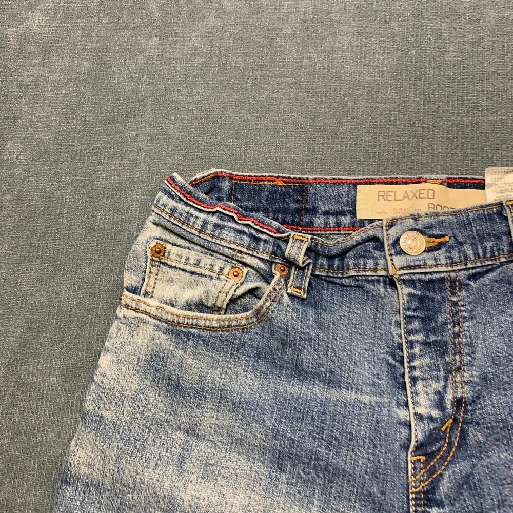 Levi's 550 Cut Off Shorts Womens 10M Blue Denim Relaxed Fit Frayed Hem Stretch